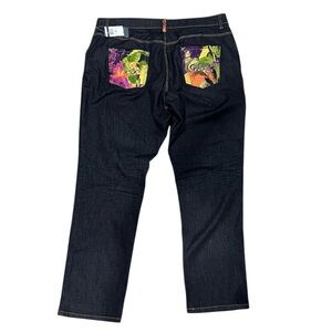 NWT Vintage Y2K Coogi Embroidered Floral Bling Logo Pocket Straight Leg Jeans